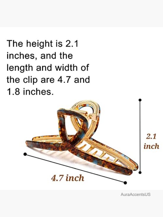 Large Metal Acetate Hair Claw Clips for Thick Hair, 3-Pack Hair Styling